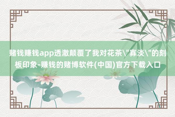 赌钱赚钱app透澈颠覆了我对花茶